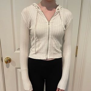 White cropped zip up and tank top (comes together as a set)
